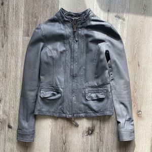 Leather jacket with a detachable hoodie